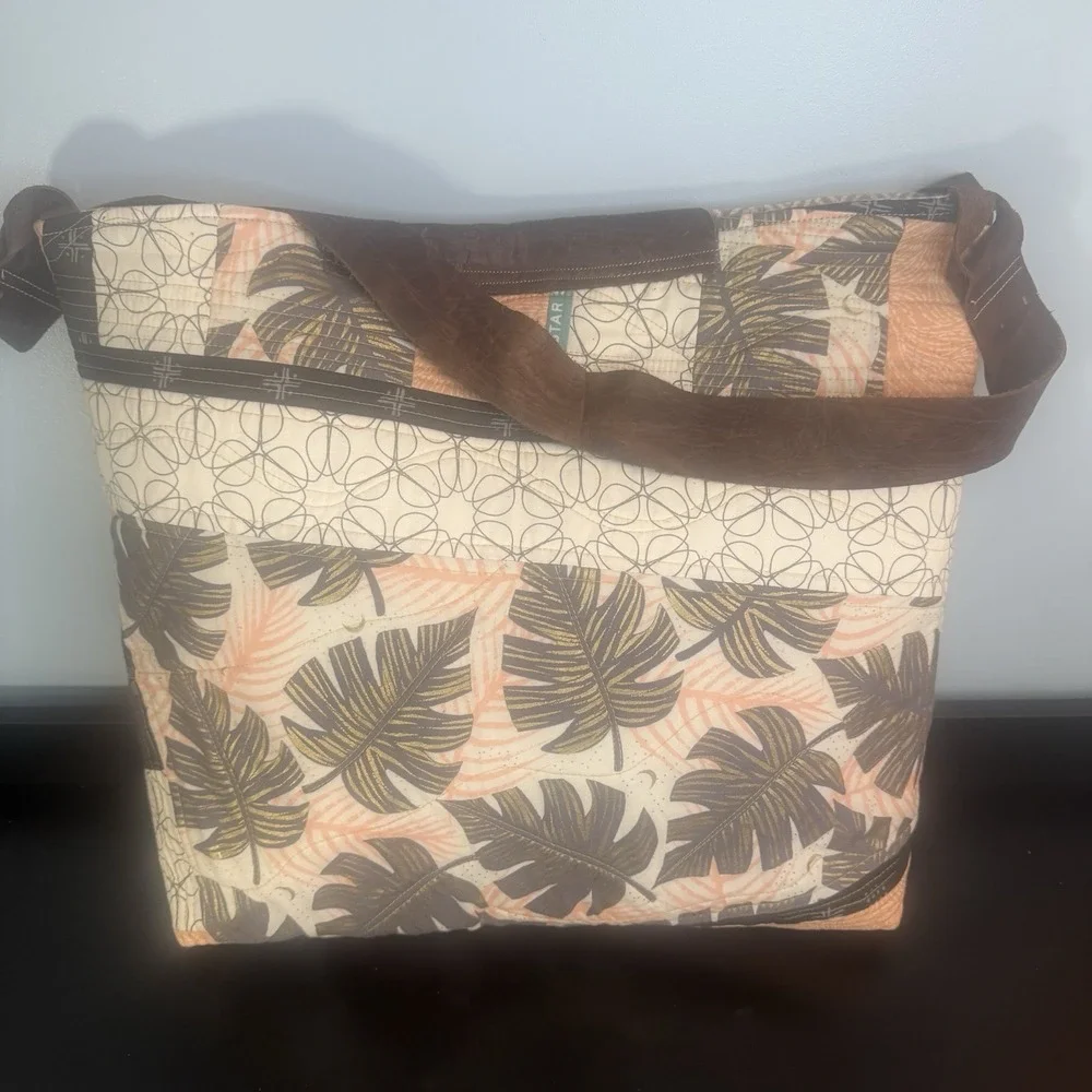 Large Canvas Tote Bag With Leather Straps Shopping  Beach Overnight Button Close